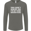 You Can't Scare Me 3 Daughters Father's Day Mens Long Sleeve T-Shirt Charcoal