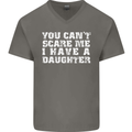 You Can't Scare Me Daughter Father's Day Mens V-Neck Cotton T-Shirt Charcoal