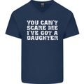 You Can't Scare Me Daughter Father's Day Mens V-Neck Cotton T-Shirt Navy Blue