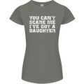 You Can't Scare Me Daughter Father's Day Womens Petite Cut T-Shirt Charcoal