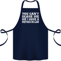 You Can't Scare Me Mother in Law Cotton Apron 100% Organic Navy Blue
