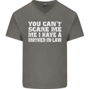 You Can't Scare Me Mother in Law Mens V-Neck Cotton T-Shirt Charcoal