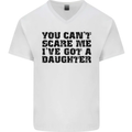 You Can't Scare Me a Daughter Father's Day Mens V-Neck Cotton T-Shirt White
