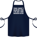 You Can't Scare Two Daughters Father's Day Cotton Apron 100% Organic Navy Blue