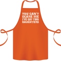 You Can't Scare Two Daughters Father's Day Cotton Apron 100% Organic Orange