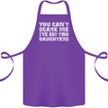 You Can't Scare Two Daughters Father's Day Cotton Apron 100% Organic Purple