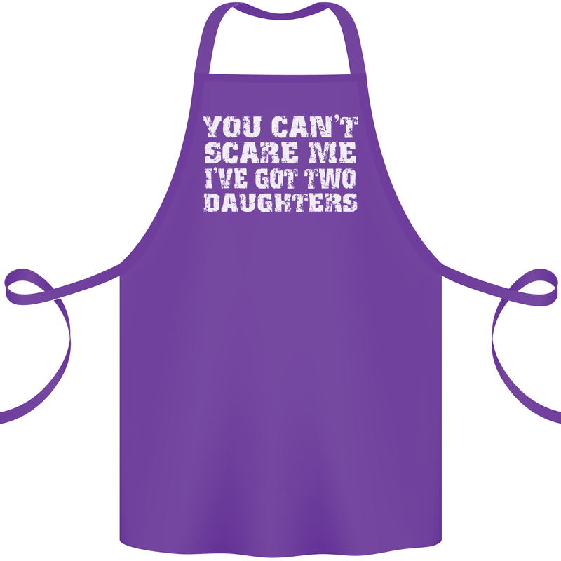 You Can't Scare Two Daughters Father's Day Cotton Apron 100% Organic Purple