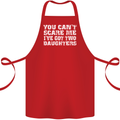 You Can't Scare Two Daughters Father's Day Cotton Apron 100% Organic Red
