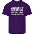 You Can't Scare Two Daughters Father's Day Mens Cotton T-Shirt Tee Top Purple