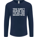 You Can't Scare Two Daughters Father's Day Mens Long Sleeve T-Shirt Navy Blue
