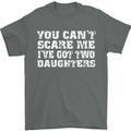 You Can't Scare Two Daughters Father's Day Mens T-Shirt Cotton Gildan Charcoal