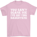 You Can't Scare Two Daughters Father's Day Mens T-Shirt Cotton Gildan Light Pink