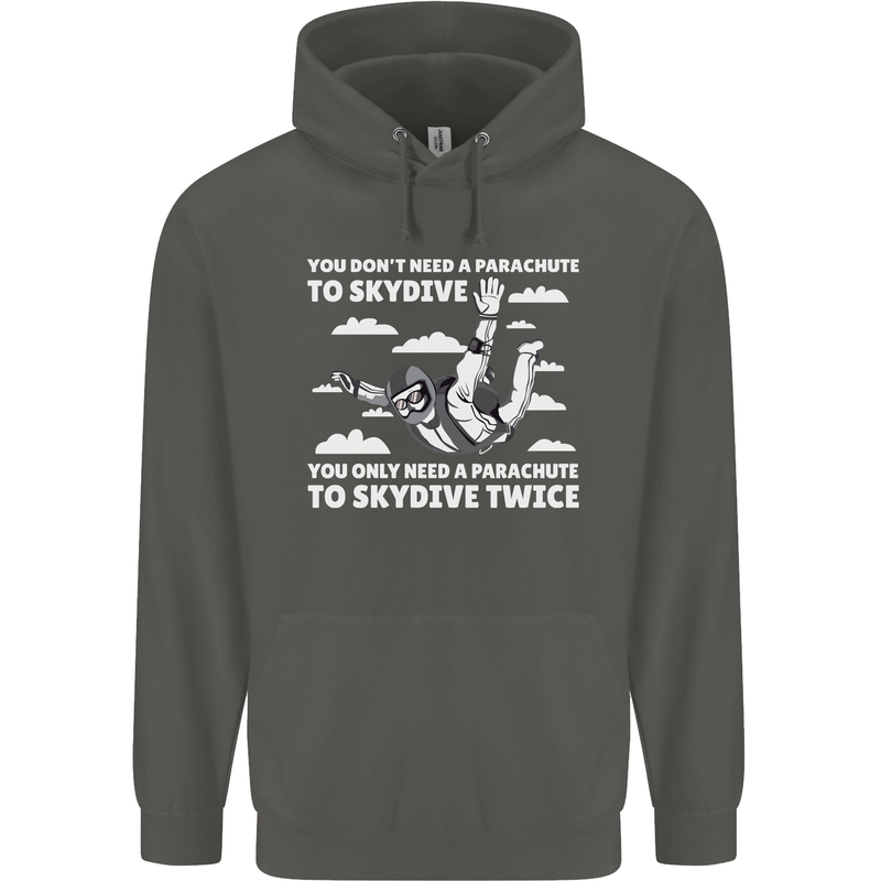 You a Parachute to Skydive Twice Skydiving Childrens Kids Hoodie Storm Grey
