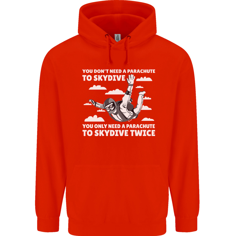 You a Parachute to Skydive Twice Skydiving Mens 80% Cotton Hoodie Bright Red