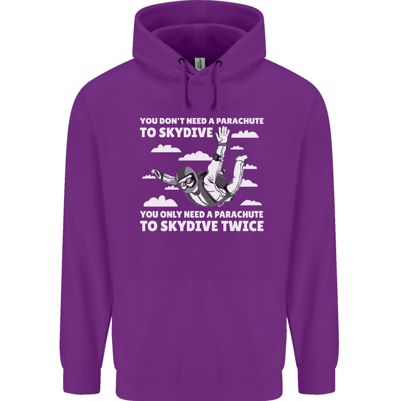 You a Parachute to Skydive Twice Skydiving Mens 80% Cotton Hoodie Purple