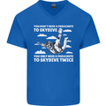 You a Parachute to Skydive Twice Skydiving Mens V-Neck Cotton T-Shirt Royal Blue