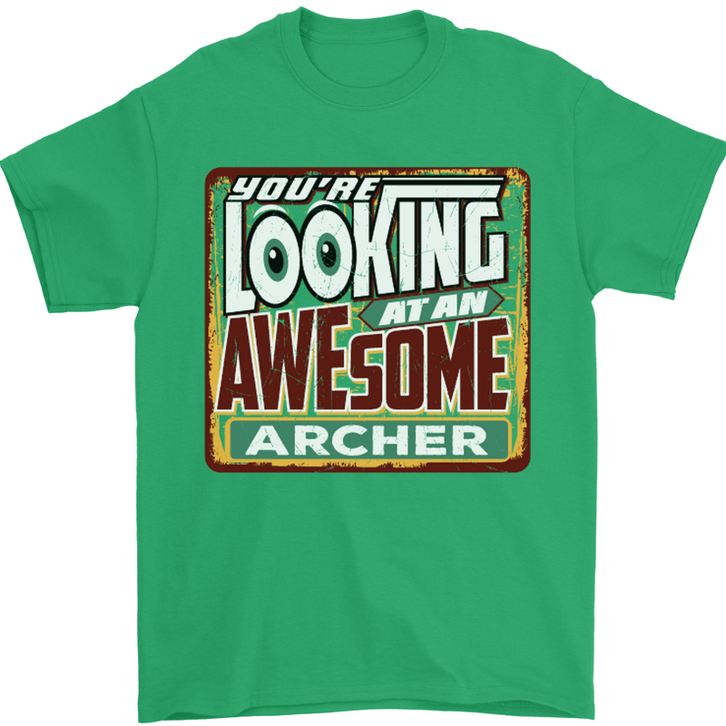 You're Looking at an Awesome Archer Mens T-Shirt Cotton Gildan Irish Green