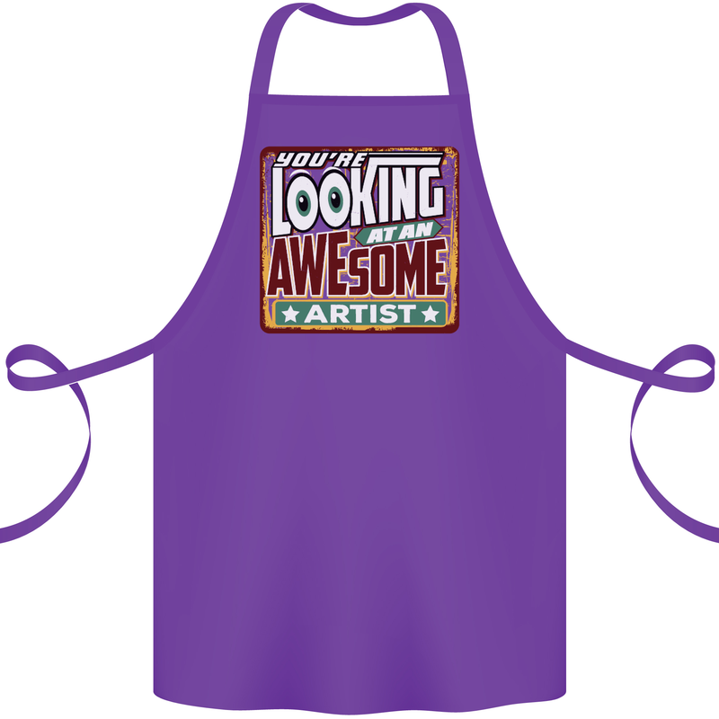 You're Looking at an Awesome Artist Cotton Apron 100% Organic Purple