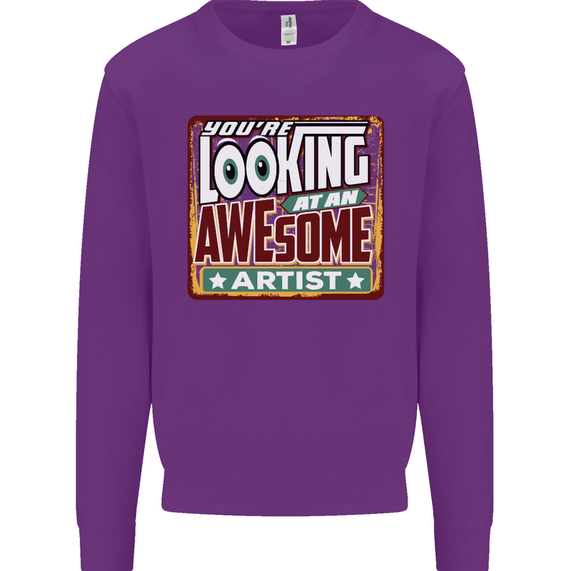 You're Looking at an Awesome Artist Kids Sweatshirt Jumper Purple