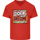 You're Looking at an Awesome Artist Mens V-Neck Cotton T-Shirt Red