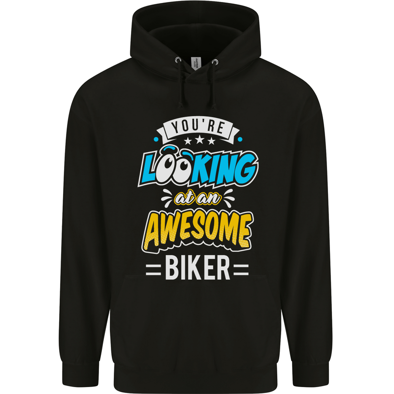 You're Looking at an Awesome Biker Mens 80% Cotton Hoodie Black