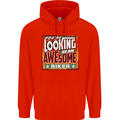 You're Looking at an Awesome Biker Mens 80% Cotton Hoodie Bright Red