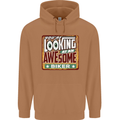 You're Looking at an Awesome Biker Mens 80% Cotton Hoodie Caramel Latte