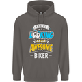 You're Looking at an Awesome Biker Mens 80% Cotton Hoodie Charcoal