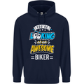 You're Looking at an Awesome Biker Mens 80% Cotton Hoodie Navy Blue