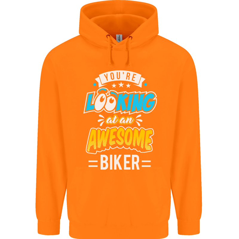 You're Looking at an Awesome Biker Mens 80% Cotton Hoodie Orange