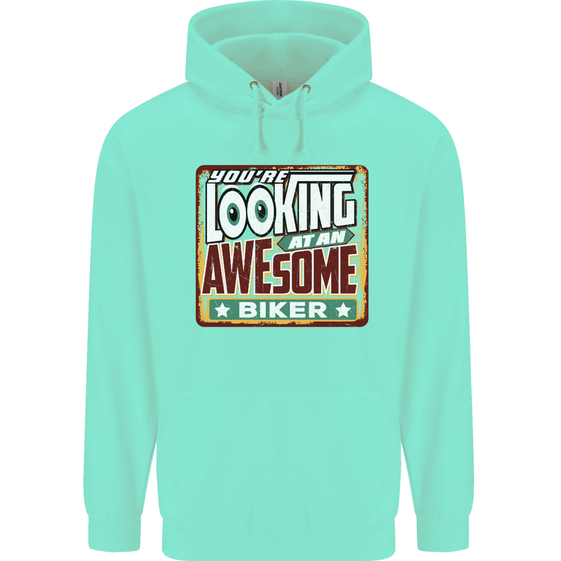 You're Looking at an Awesome Biker Mens 80% Cotton Hoodie Peppermint