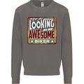 You're Looking at an Awesome Biker Mens Sweatshirt Jumper Charcoal