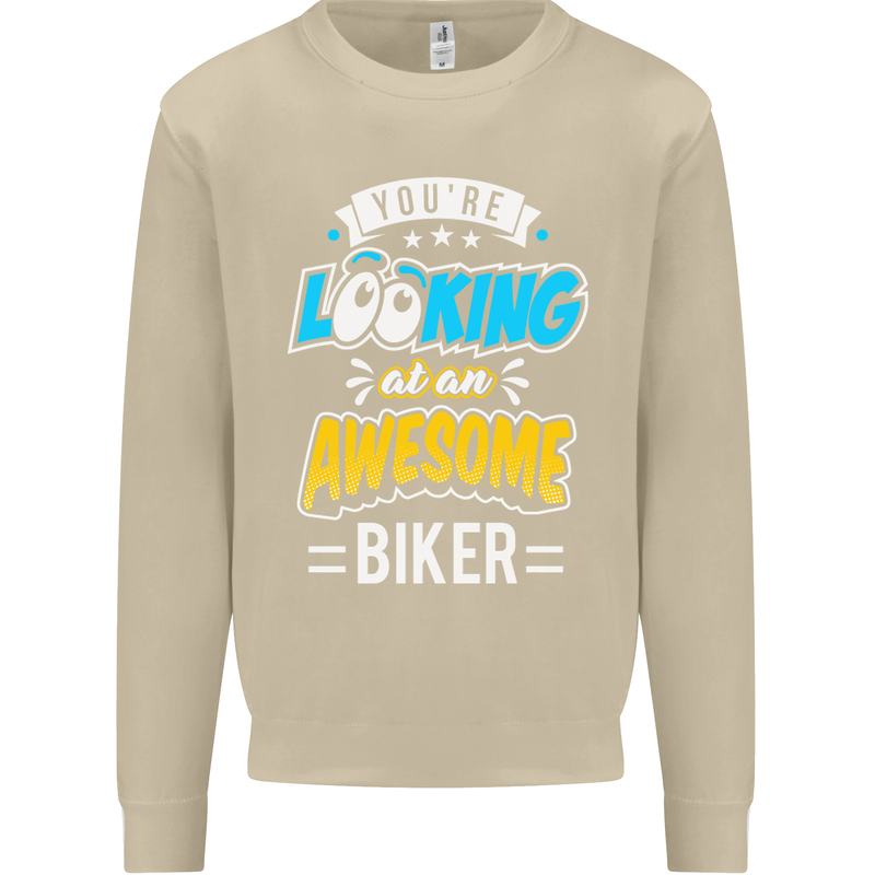 You're Looking at an Awesome Biker Mens Sweatshirt Jumper Sand