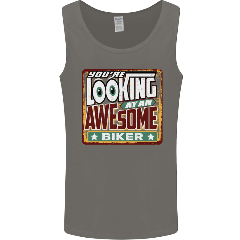 You're Looking at an Awesome Biker Mens Vest Tank Top Charcoal