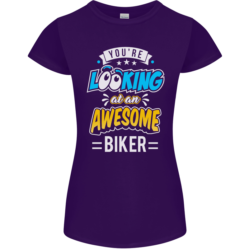You're Looking at an Awesome Biker Womens Petite Cut T-Shirt Purple
