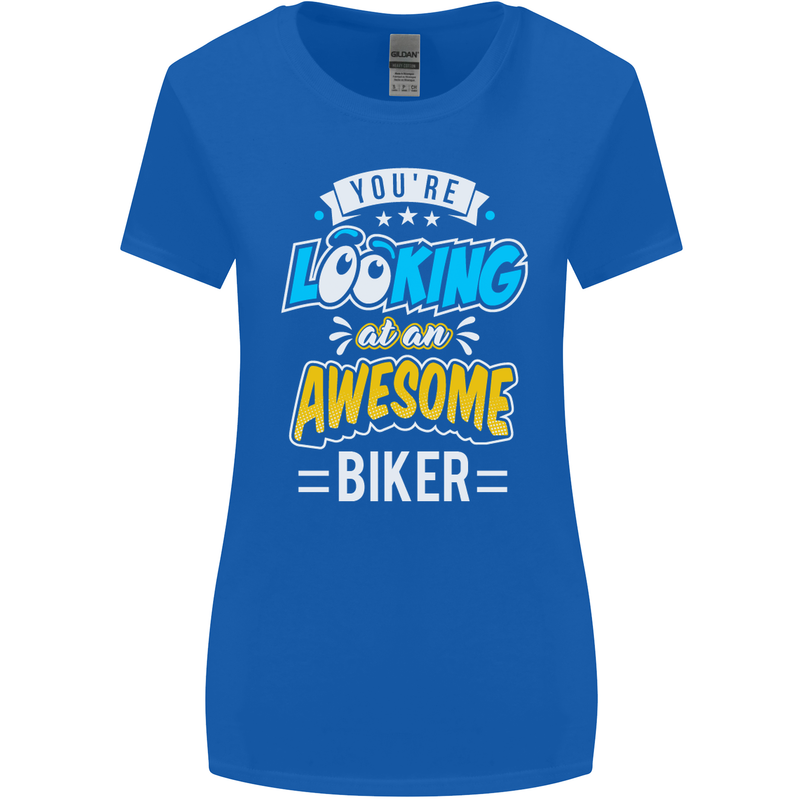 You're Looking at an Awesome Biker Womens Wider Cut T-Shirt Royal Blue