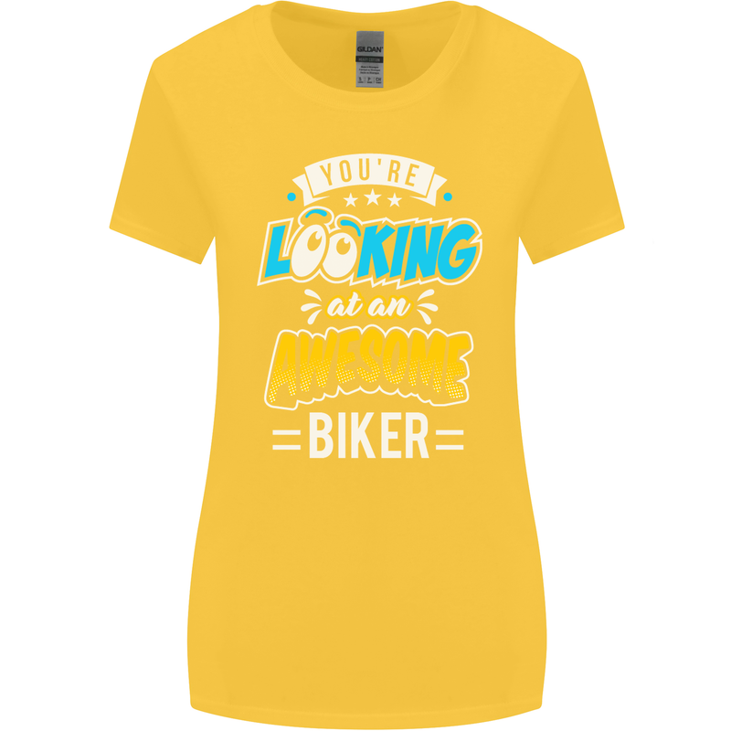 You're Looking at an Awesome Biker Womens Wider Cut T-Shirt Yellow