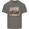 You're Looking at an Awesome Boss Mens Cotton T-Shirt Tee Top Charcoal