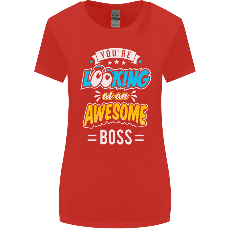 You're Looking at an Awesome Boss Womens Wider Cut T-Shirt Red
