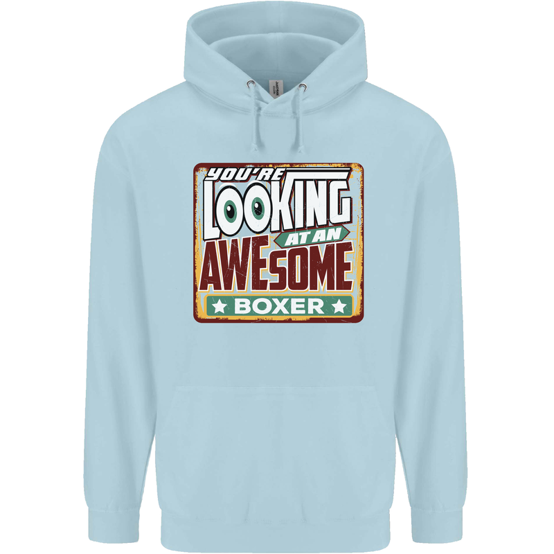 You're Looking at an Awesome Boxer Boxing Childrens Kids Hoodie Light Blue