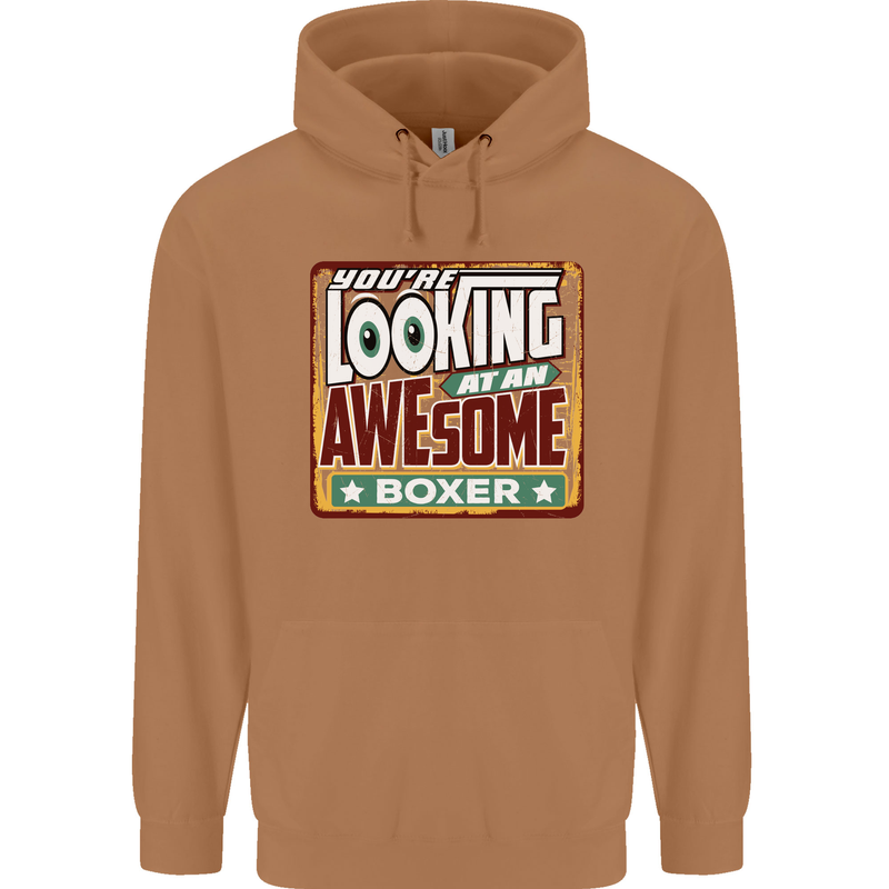 You're Looking at an Awesome Boxer Boxing Mens 80% Cotton Hoodie Caramel Latte