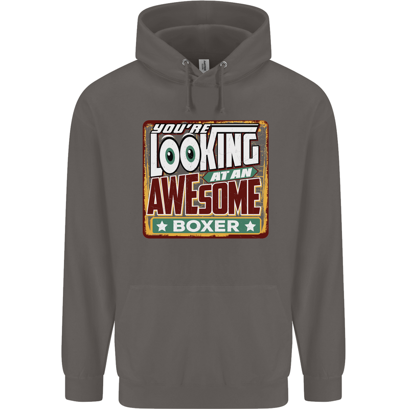 You're Looking at an Awesome Boxer Boxing Mens 80% Cotton Hoodie Charcoal