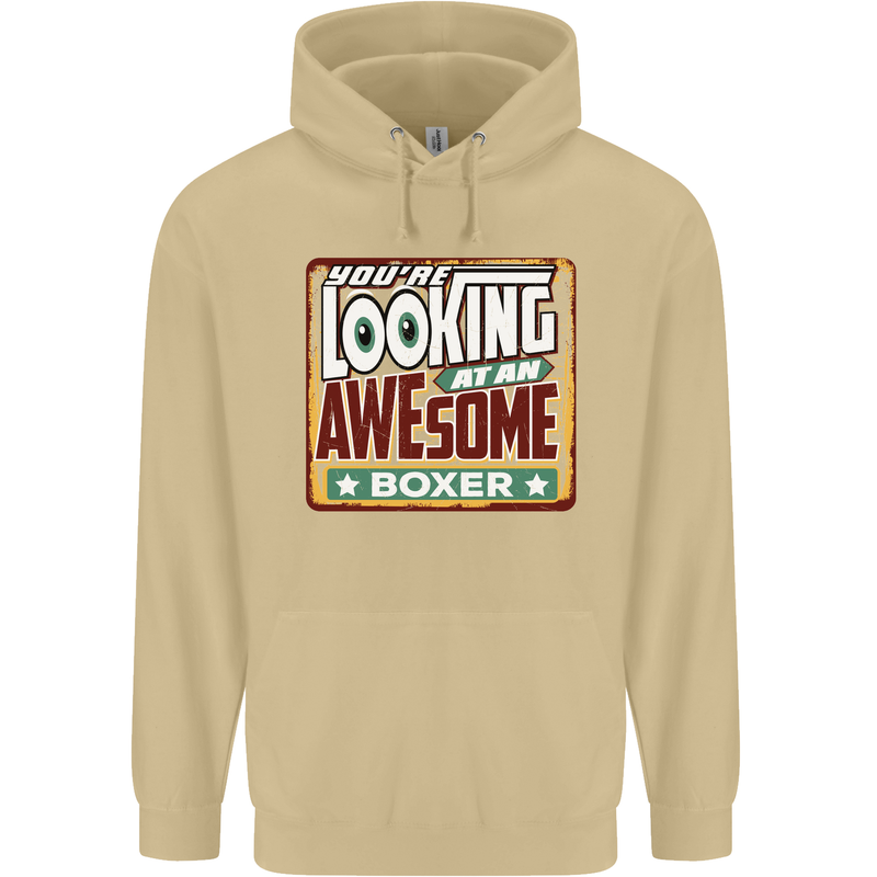 You're Looking at an Awesome Boxer Boxing Mens 80% Cotton Hoodie Sand