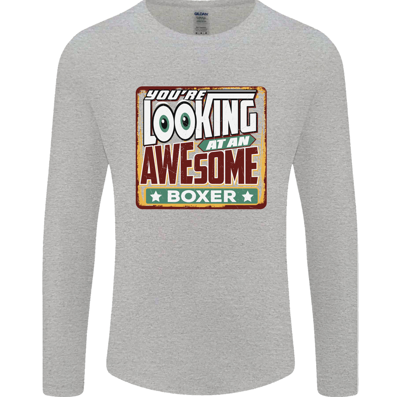 You're Looking at an Awesome Boxer Boxing Mens Long Sleeve T-Shirt Sports Grey