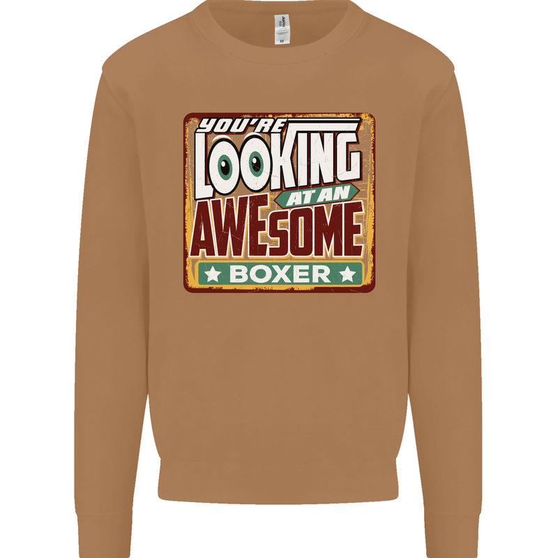 You're Looking at an Awesome Boxer Boxing Mens Sweatshirt Jumper Caramel Latte