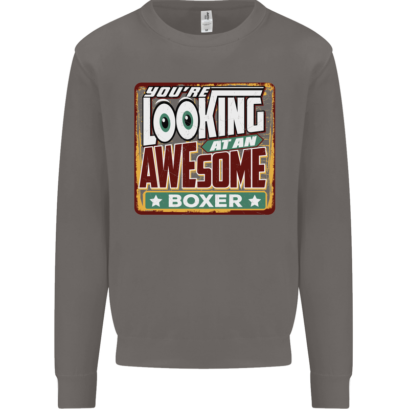 You're Looking at an Awesome Boxer Boxing Mens Sweatshirt Jumper Charcoal