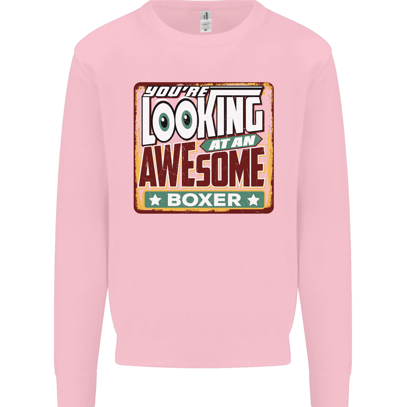 You're Looking at an Awesome Boxer Boxing Mens Sweatshirt Jumper Light Pink