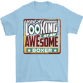 You're Looking at an Awesome Boxer Boxing Mens T-Shirt Cotton Gildan Light Blue