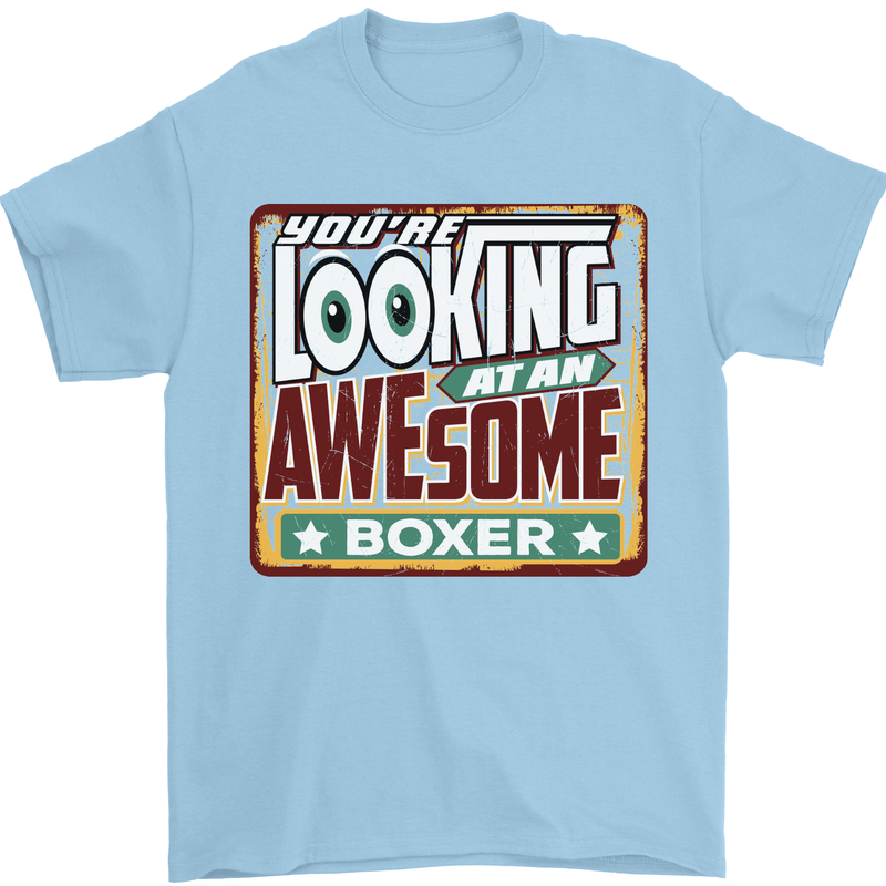You're Looking at an Awesome Boxer Boxing Mens T-Shirt Cotton Gildan Light Blue