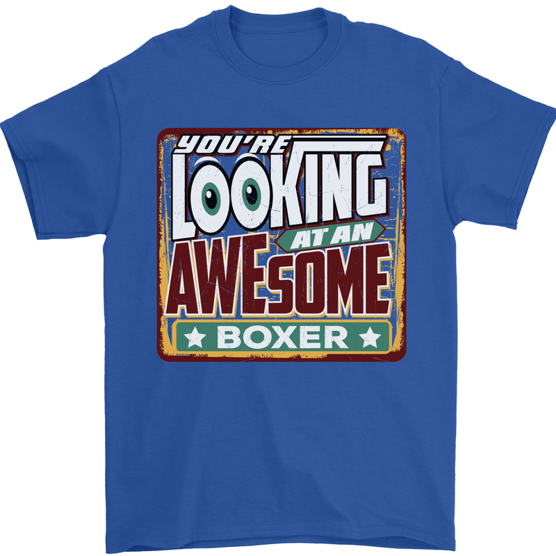 You're Looking at an Awesome Boxer Boxing Mens T-Shirt Cotton Gildan Royal Blue
